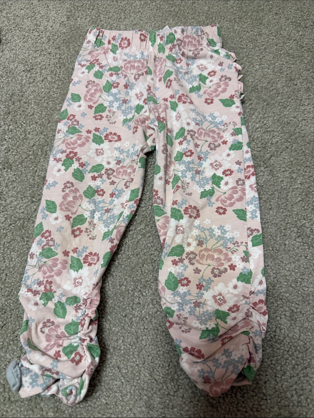 Ruffle Butts Pink Floral Bottoms with Green Leaf Accents
